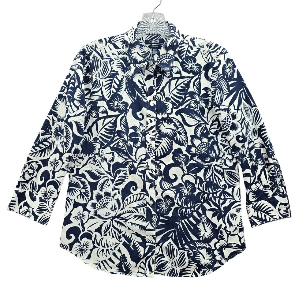 Y2K Vintage Floral Hawaiian Vacation Cruise Island Chaps‎ Surf Shirt 90s Top M